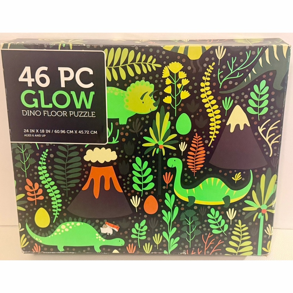 46 Pc Glow In The Dark Dinosaur Floor Puzzle Large Kids Educational Dino Toy 2ft